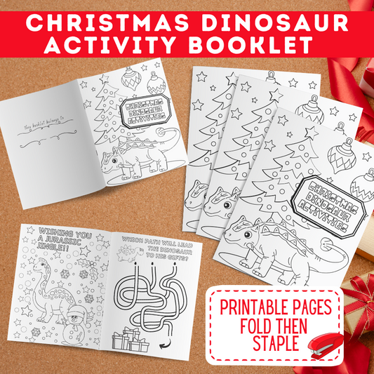 Christmas Dinosaur Kid Activity Printable Booklet