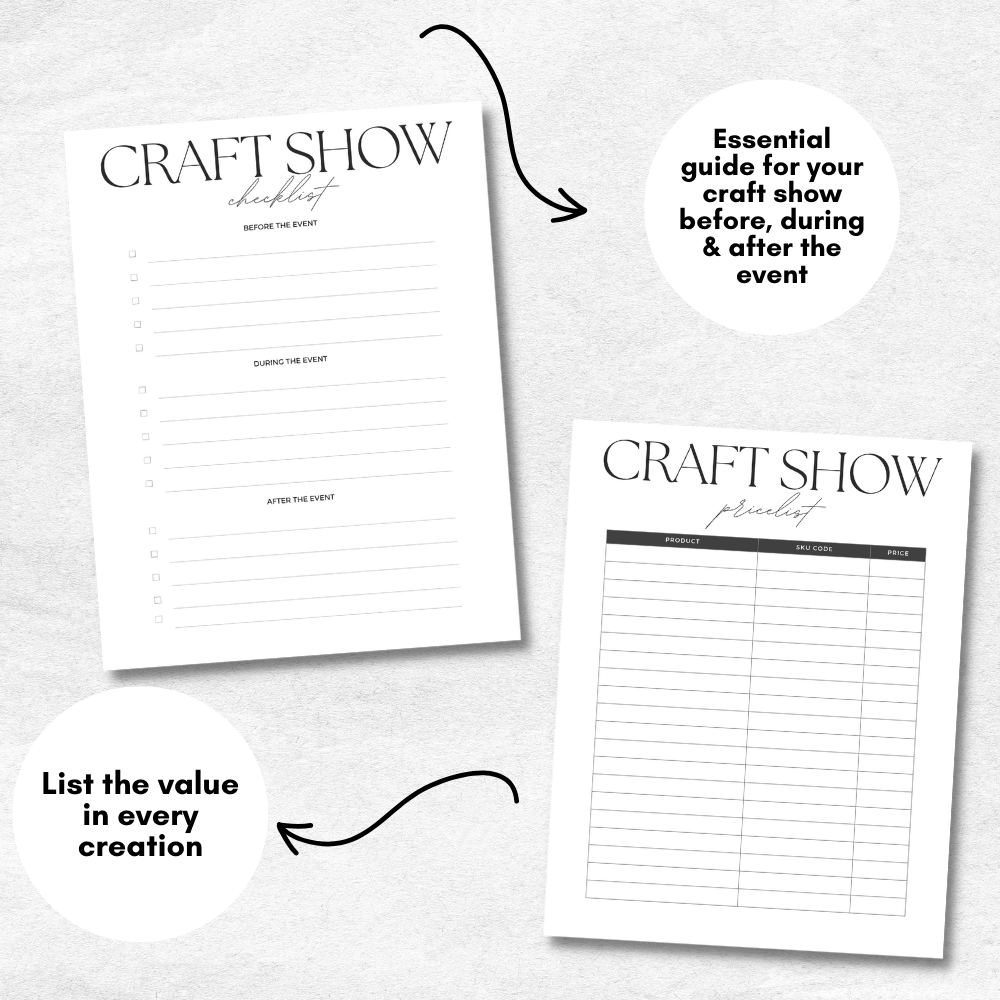 Craft Show Printable Planner - Black & White