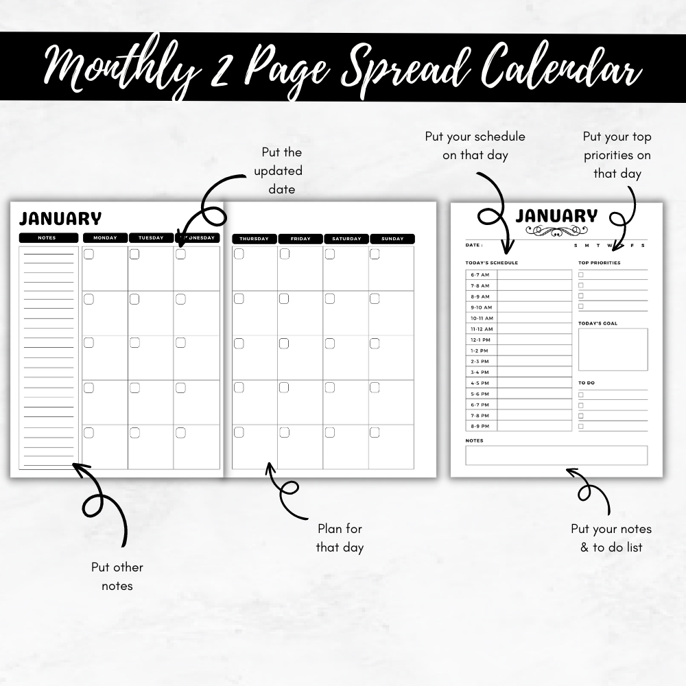 Decluttering and Cleaning Printable Planner - Black & White