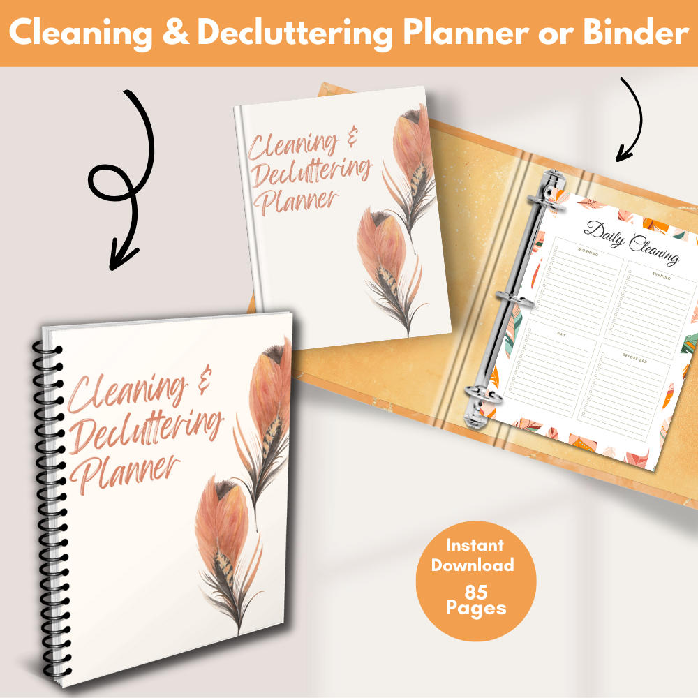 Decluttering and Cleaning Printable Planner - Feather