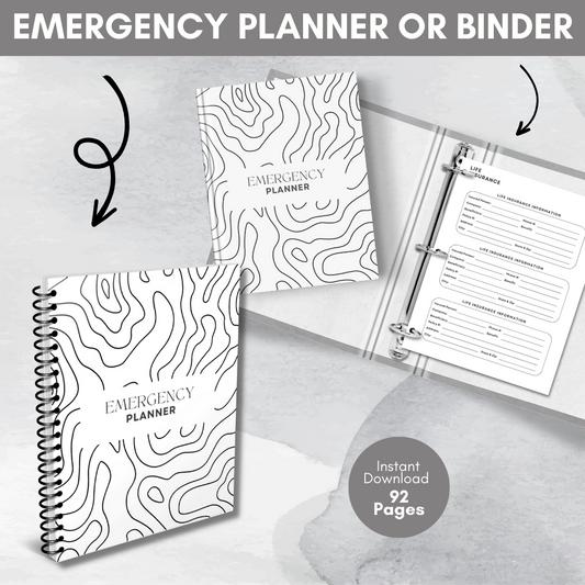 Emergency Printable Planner - Black & White