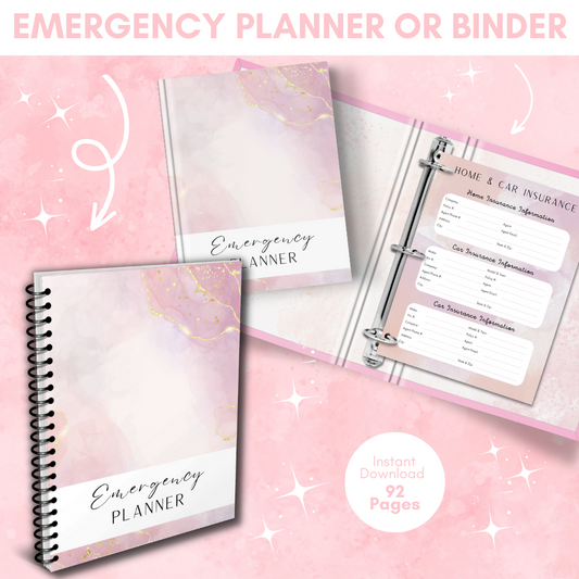Emergency Printable Planner - Pink