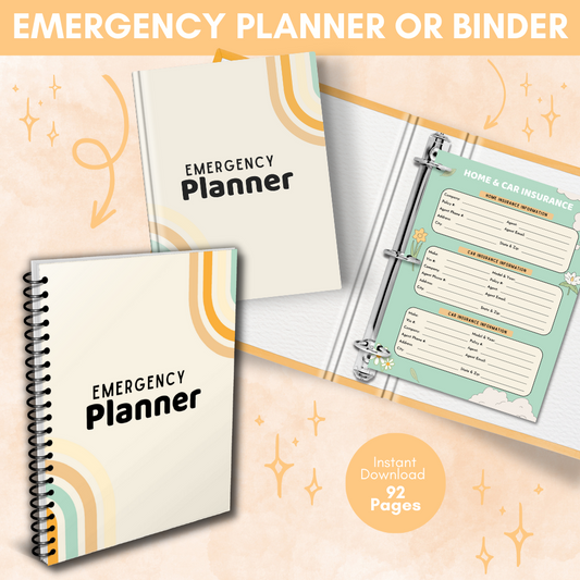 Emergency Printable Planner - Orange & Green