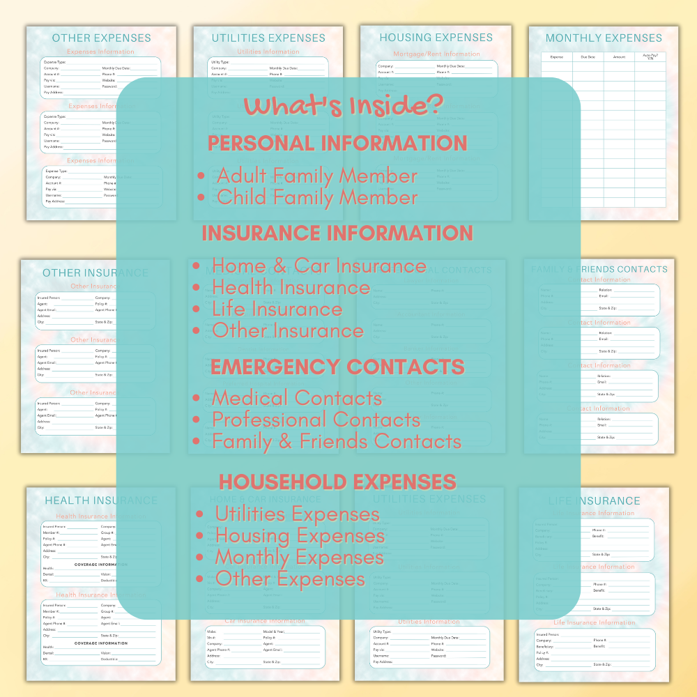 Emergency Printable Planner - Tie Dye