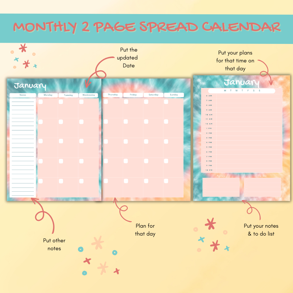 Emergency Printable Planner - Tie Dye