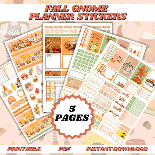 Fall Gnome Printable Planner Stickers