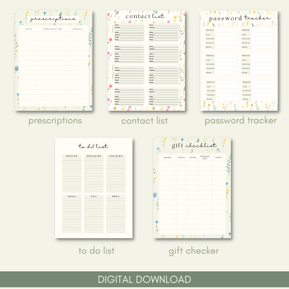Business Printable Planner - Floral