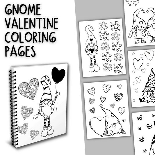 Gnome Valentine Printable Coloring Pages