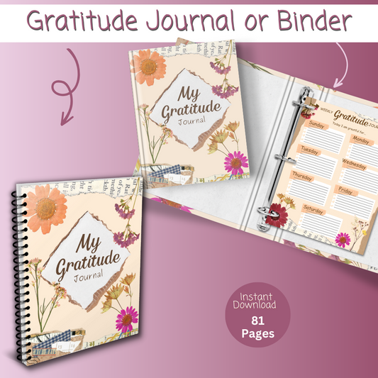 Gratitude Printable Journal - Floral