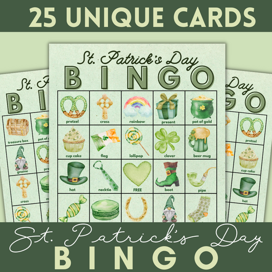 St. Patrick's Day Printable Bingo - Green Background