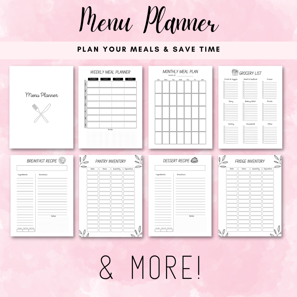 Home Management Printable Planner - Black & White