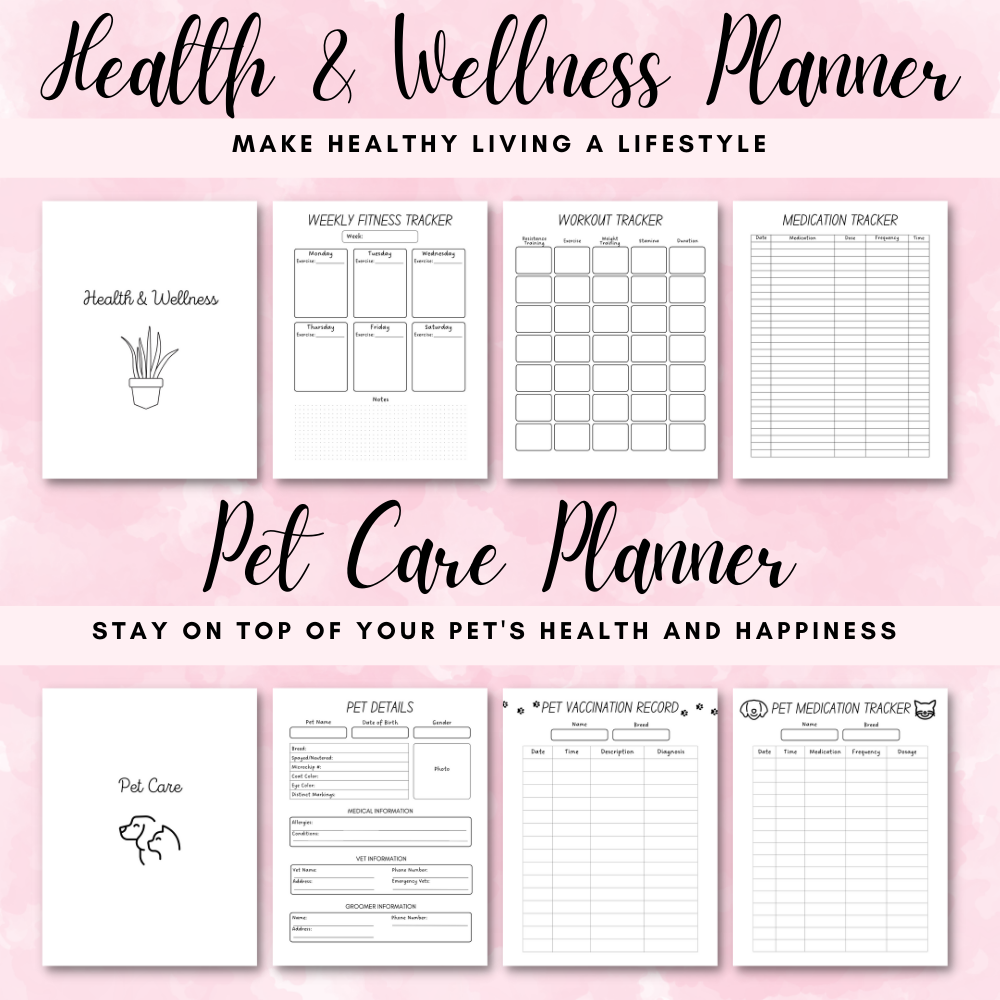 Home Management Printable Planner - Black & White