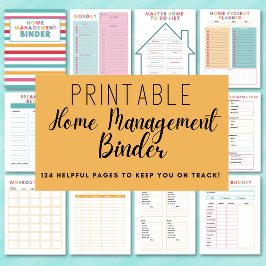 Home Management Printable Planner - Colorful