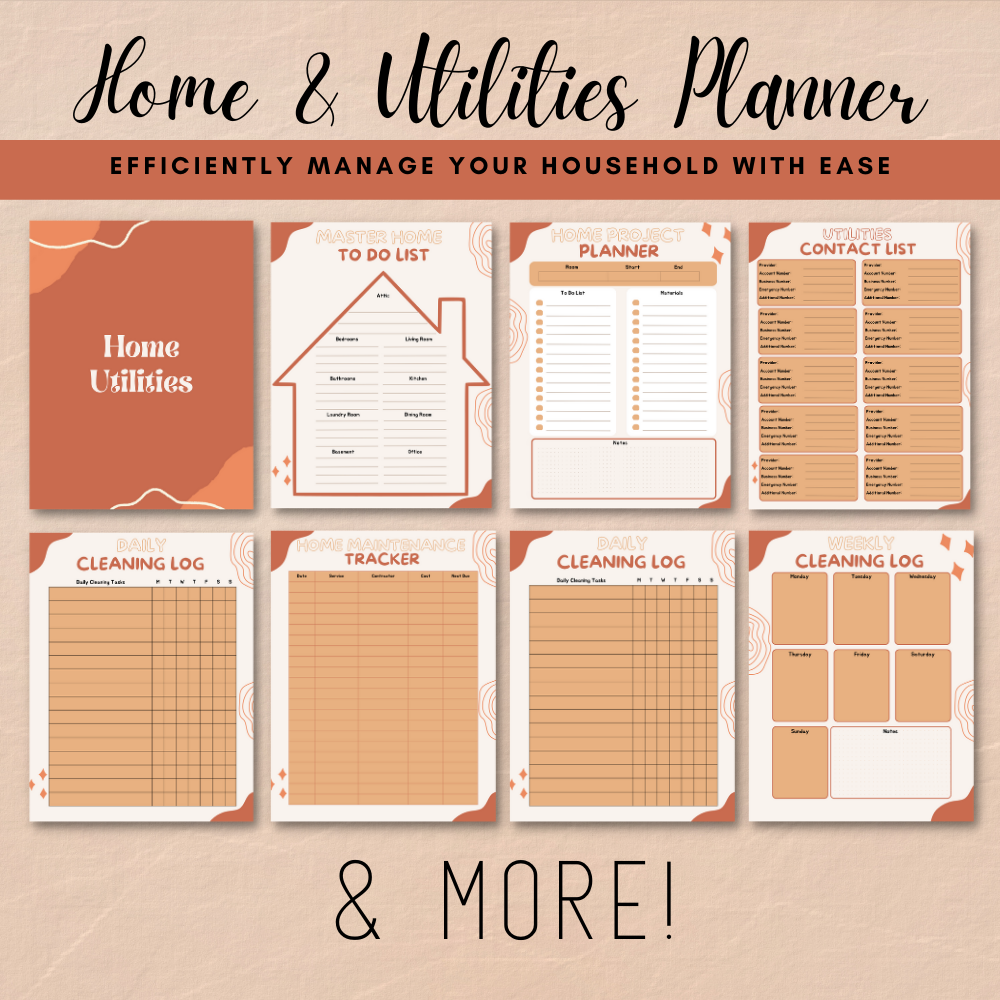 Home Management Printable Planner - Orange