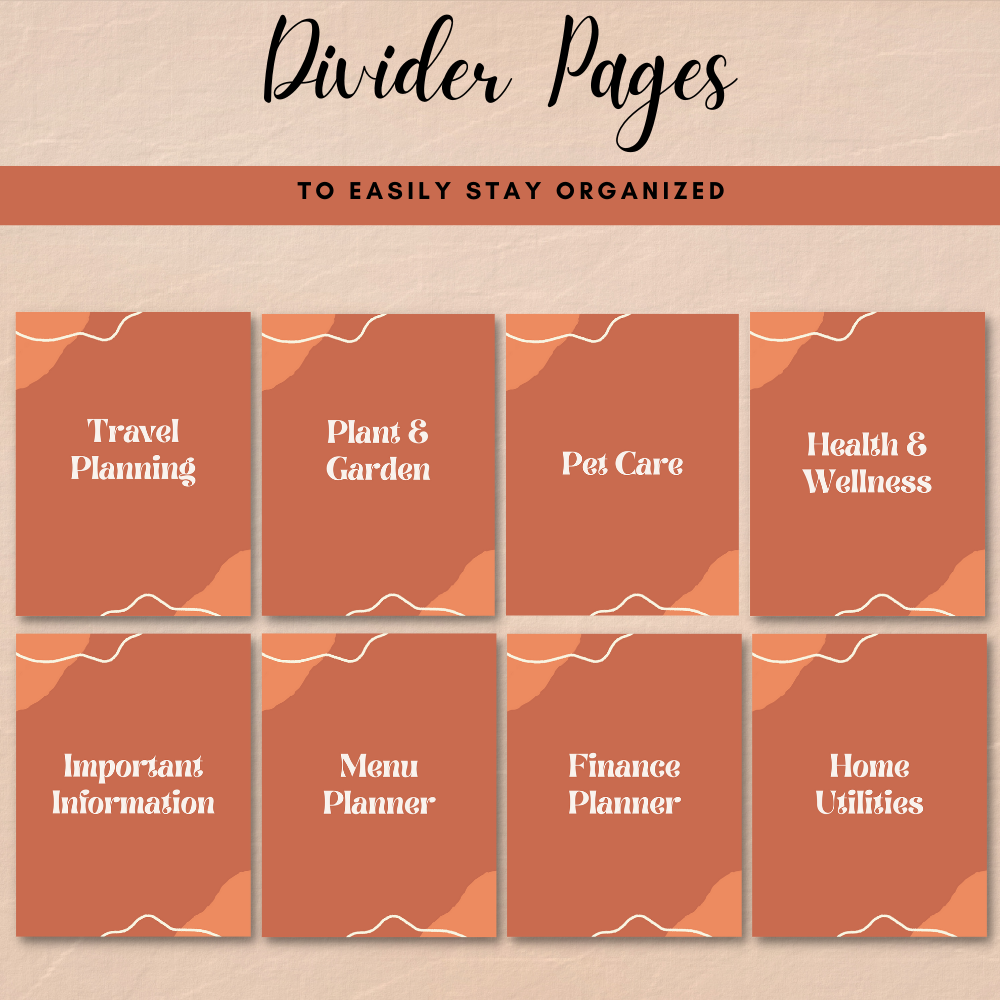 Home Management Printable Planner - Orange