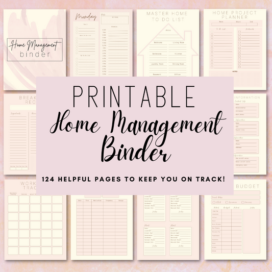 Home Management Printable Planner - Pastel