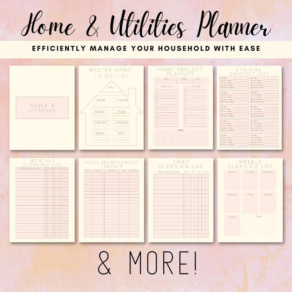 Home Management Printable Planner - Pastel