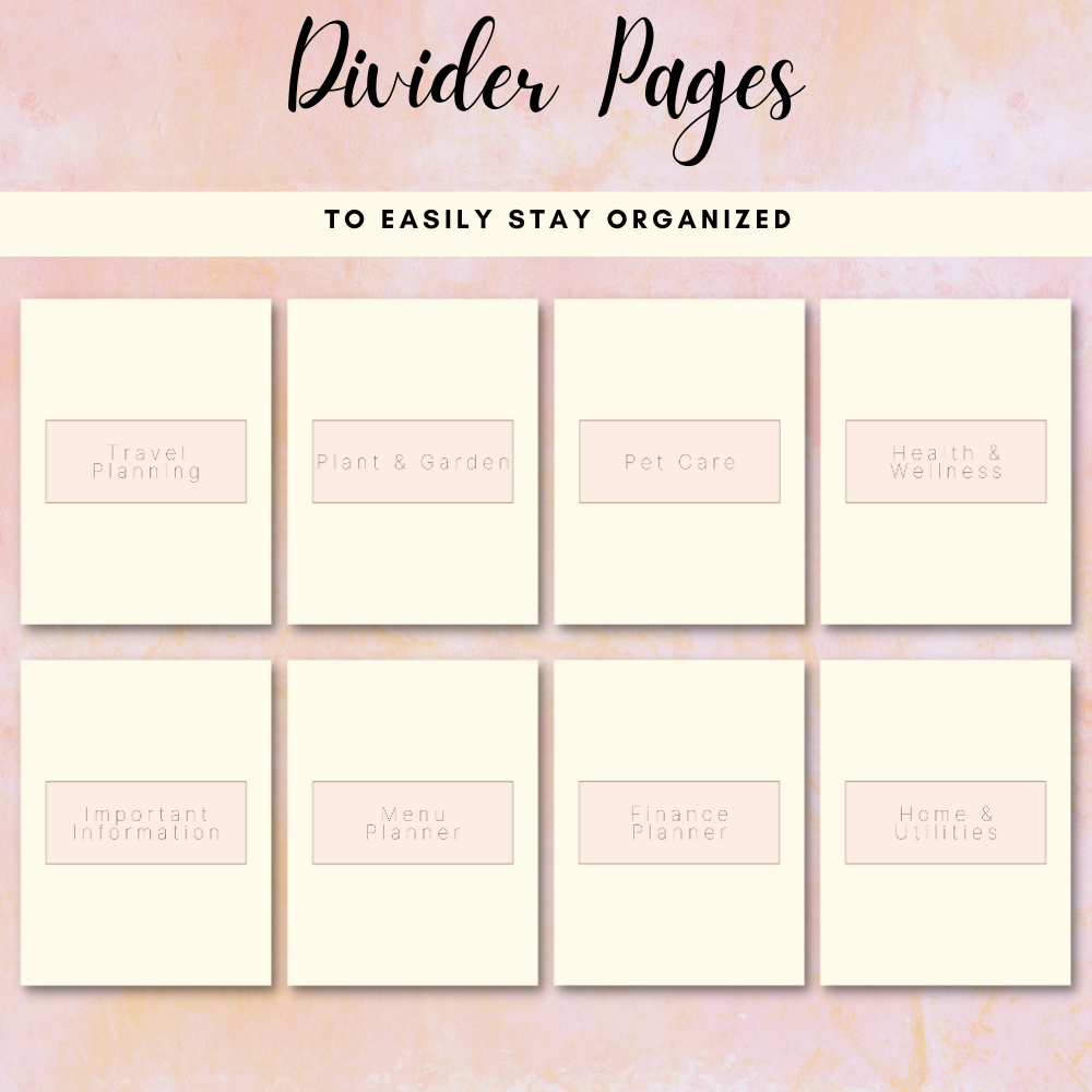 Home Management Printable Planner - Pastel