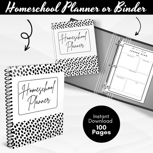 Homeschool Printable Planner - Black & White
