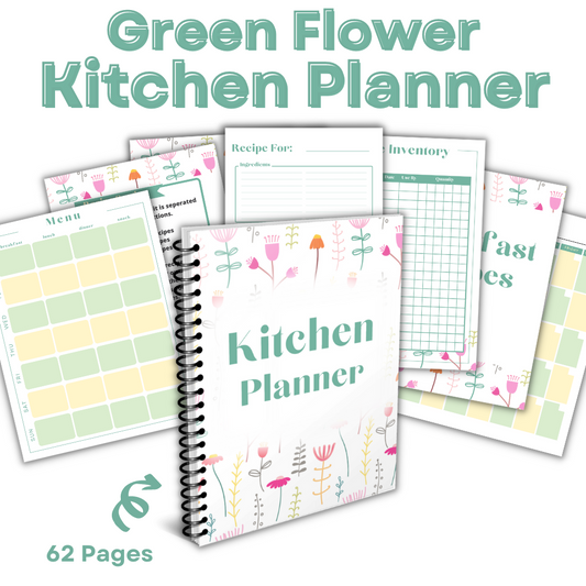 Kitchen Printable Planner - Green Flower