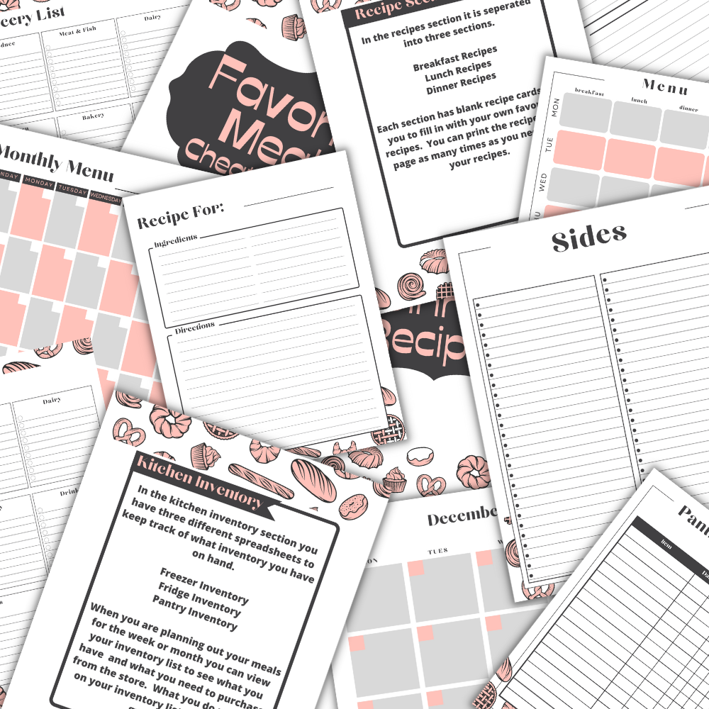 Kitchen Printable Planner - Pink