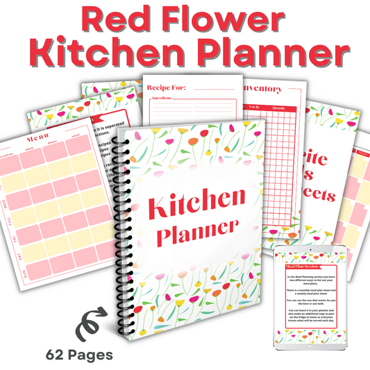 Kitchen Printable Planner - Red Flower