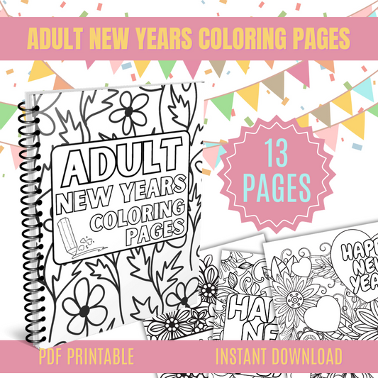 New Years Printable Coloring Pages for Adults
