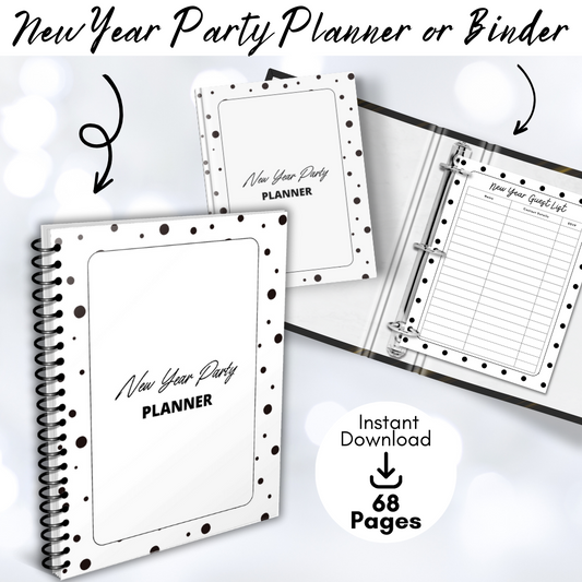New Years Printable Planner - Black and White
