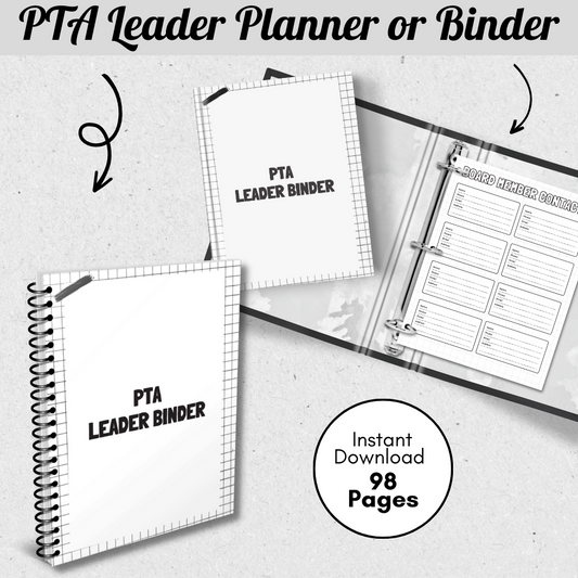 PTA Printable Planner - Black & White