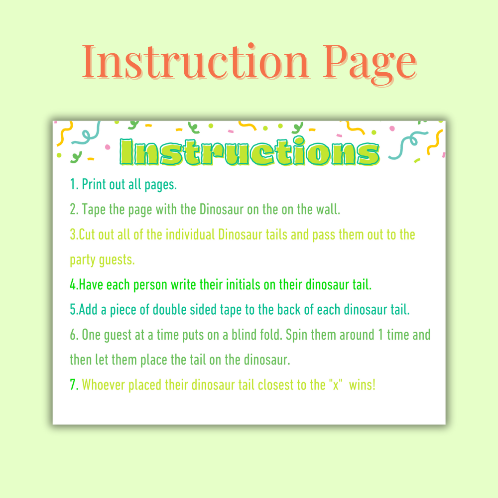Pin the Tail on the Dinosaur Printable Game