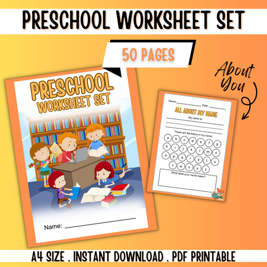 Preschool Printable Worksheet Set - 50 Pages