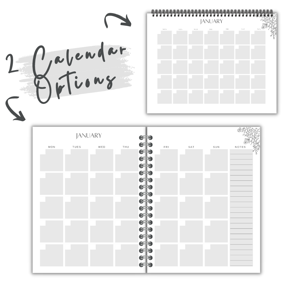 Self Care Planner and Workbook - Black & White