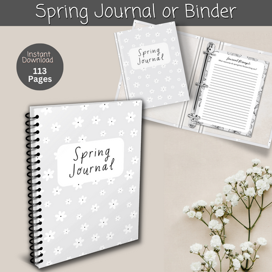 Spring Printable Journal - Black & White