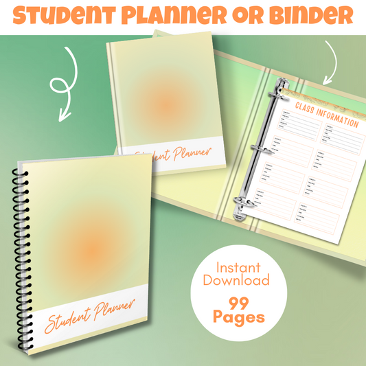 Student Printable Planner - Orange
