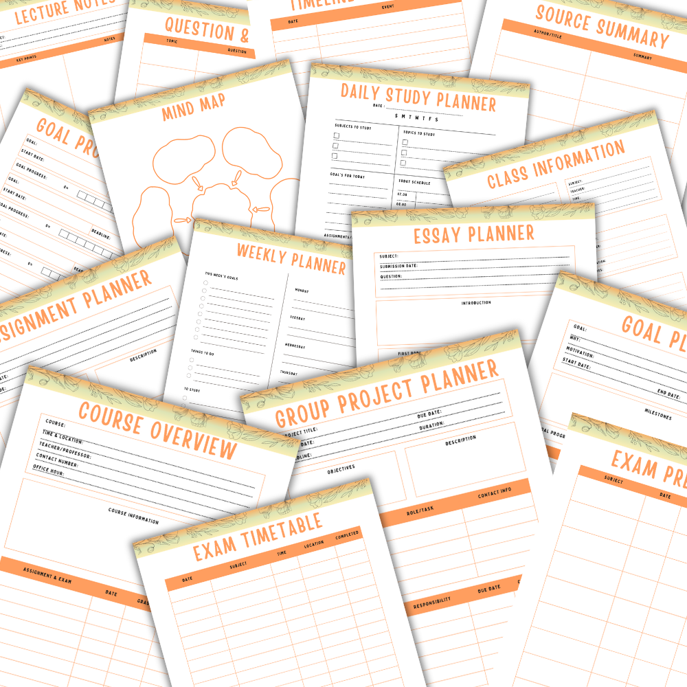 Student Printable Planner - Orange