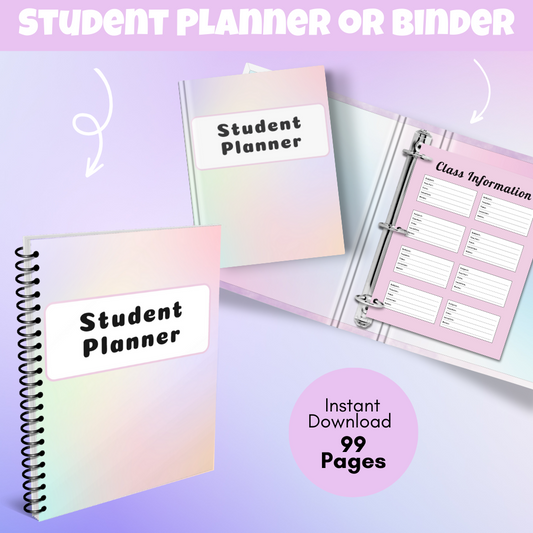 Student Printable Planner - Pastel