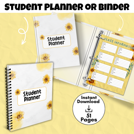 Student Printable Planner - Yellow