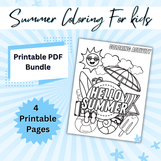 Summer Kids Printable Coloring Pages