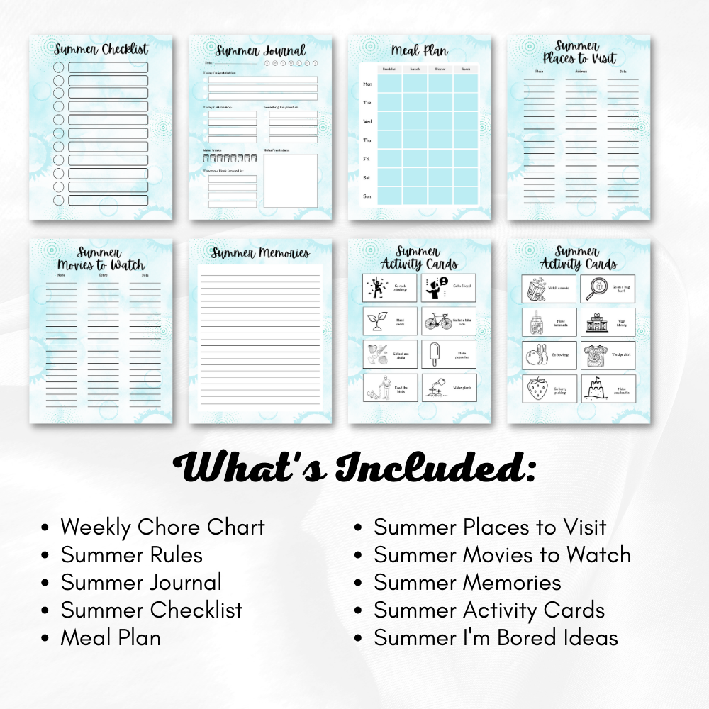 Summer Printable Planner - Blue