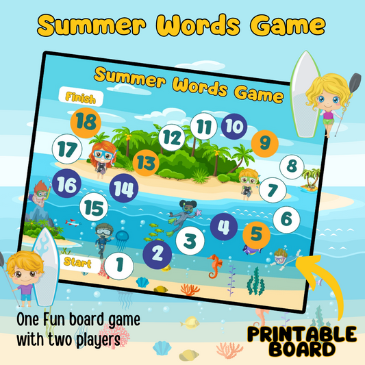 Summer Words Printable Board Game