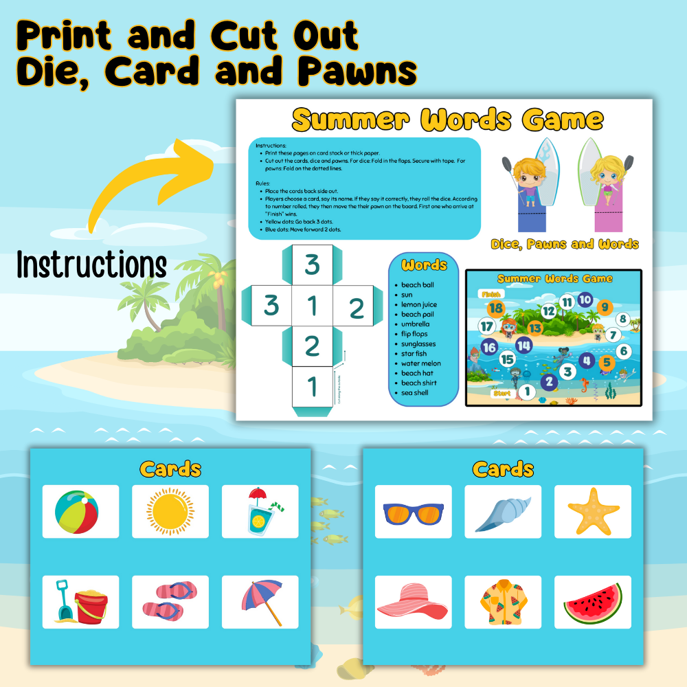 Summer Words Printable Board Game