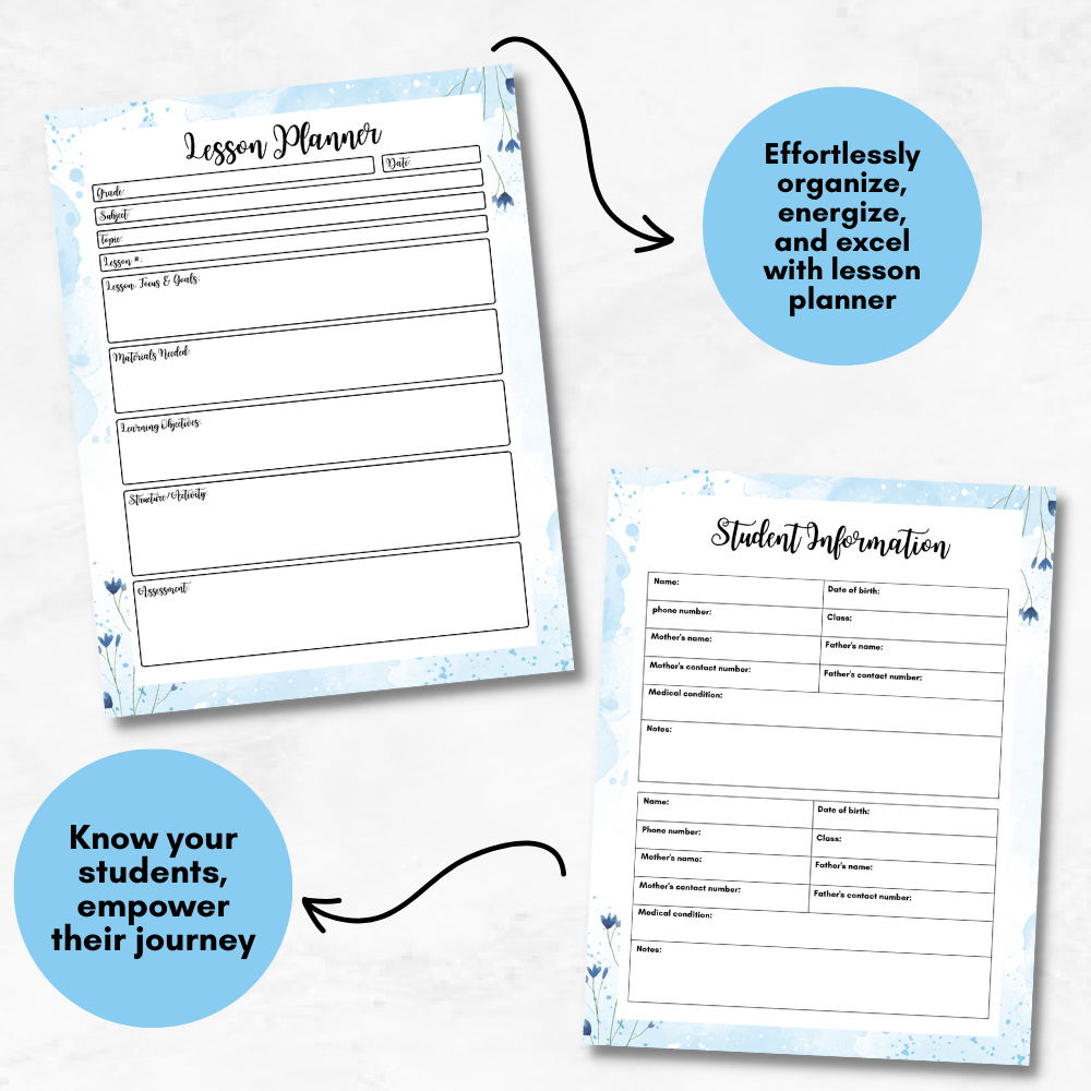 Teacher Printable Planner - Blue