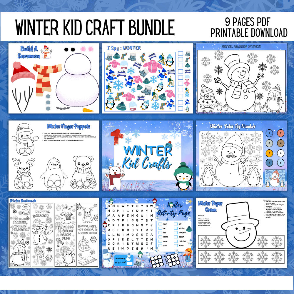 Winter Craft Bundle Editable Name Crafts – Preschool Packets