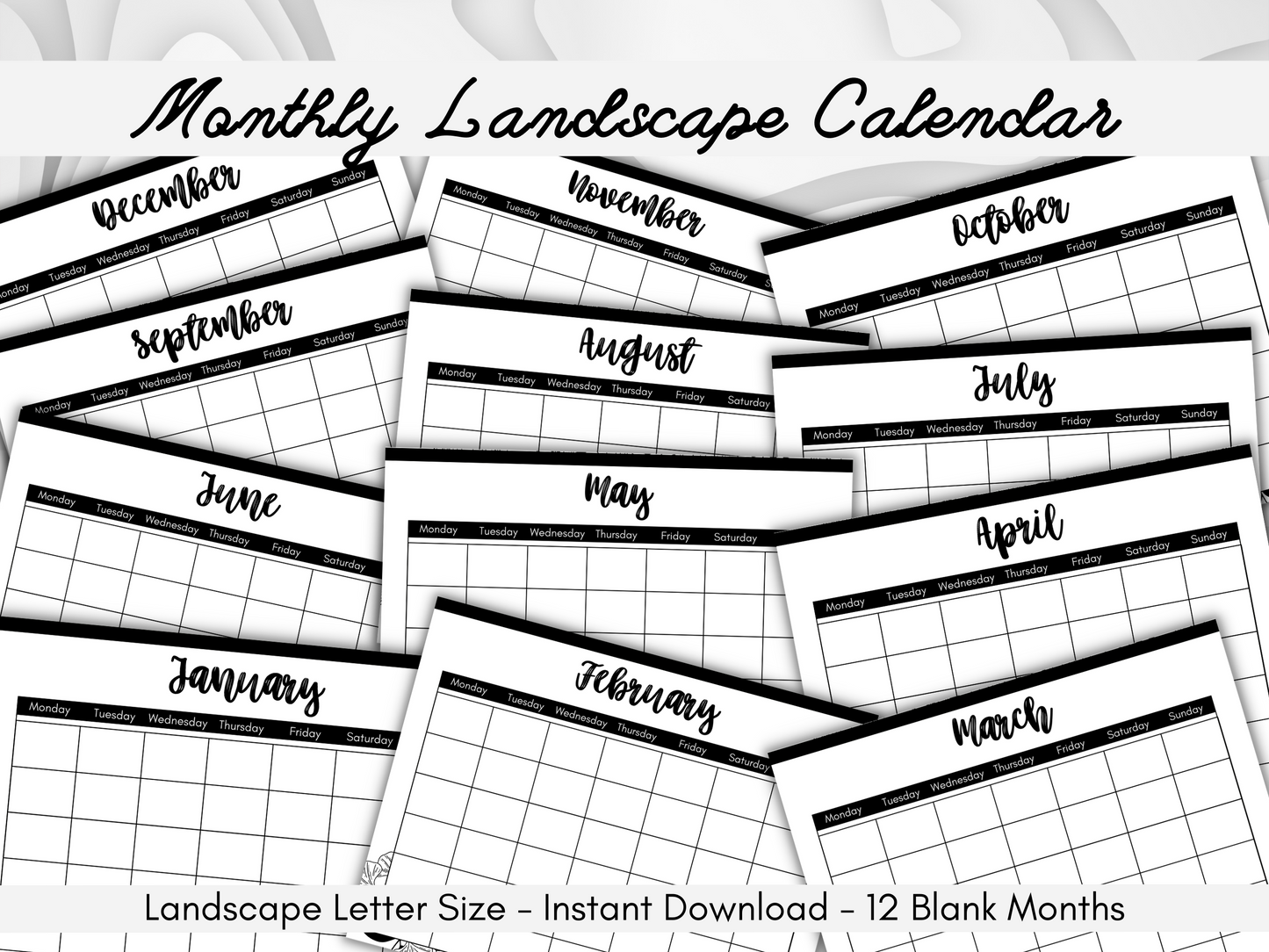 Black and White Chrismas Printable Planner