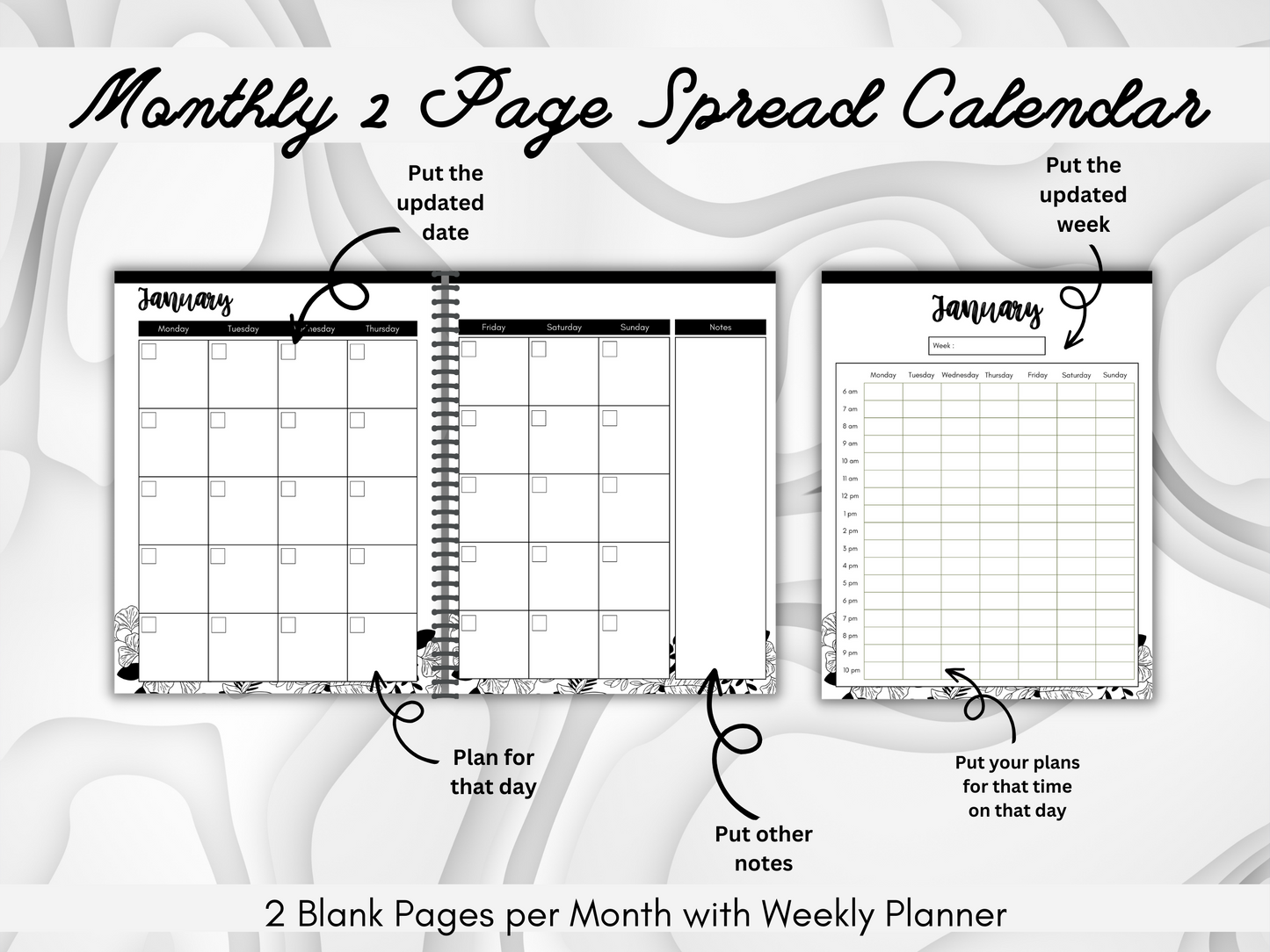 Black and White Chrismas Printable Planner