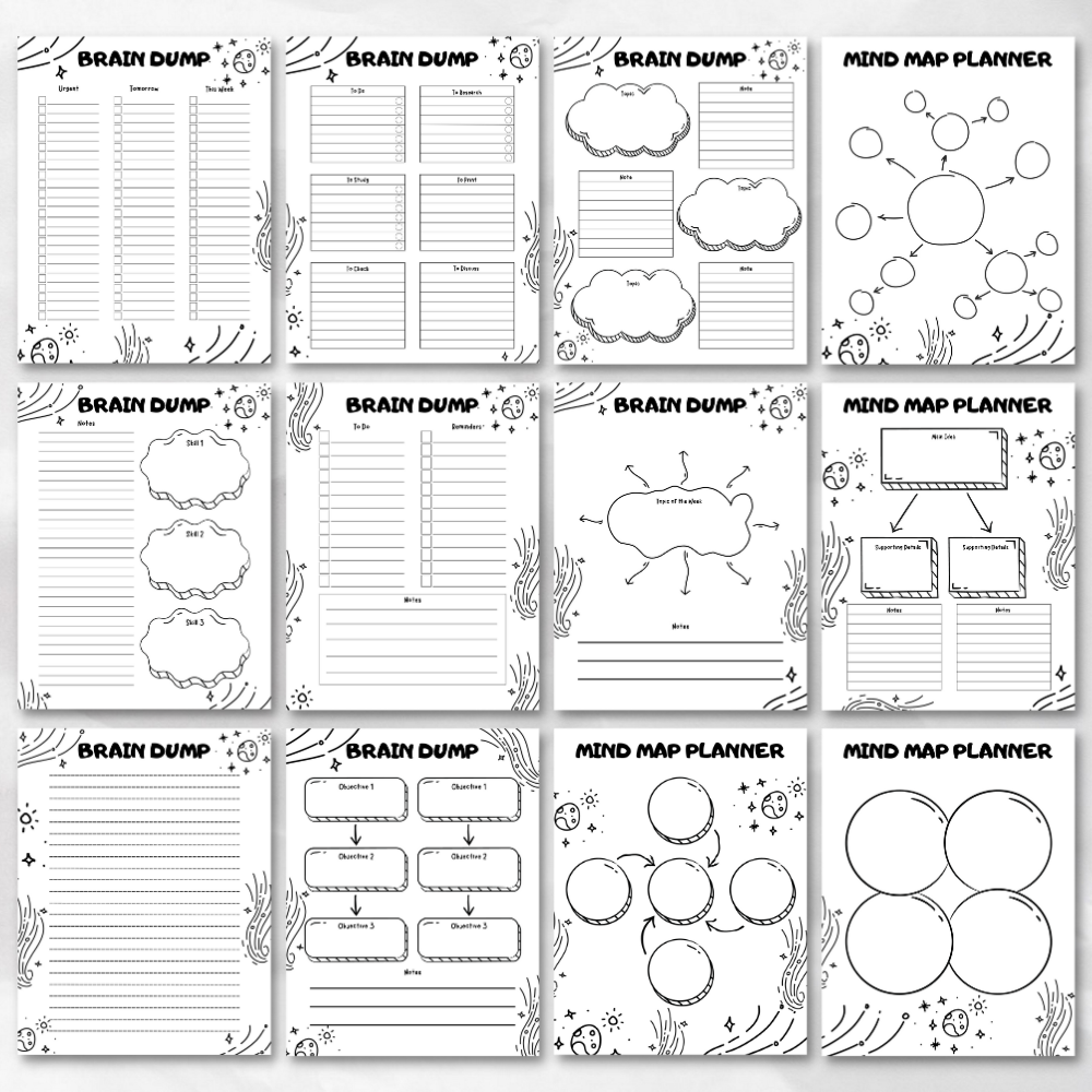 Brain Dump Printable Journal - Black & White