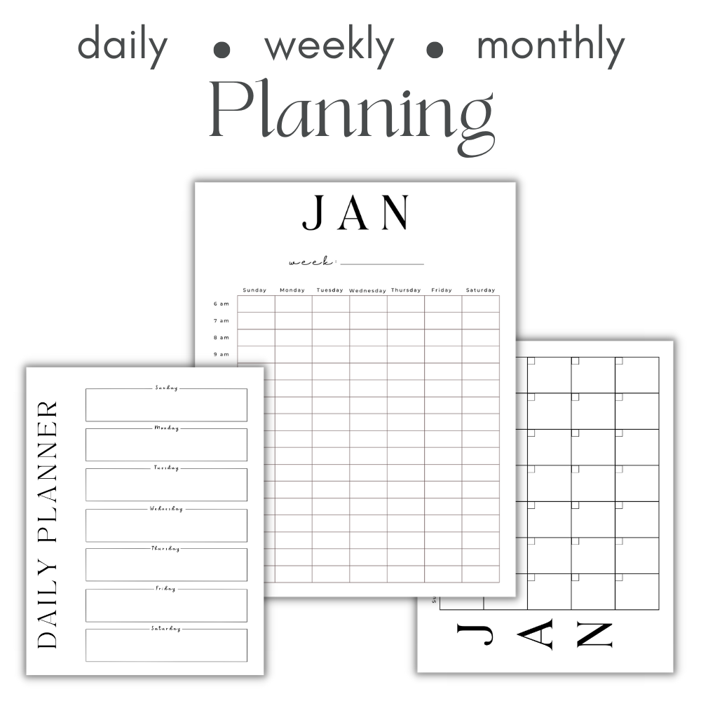 Business Printable Planner - Black & White