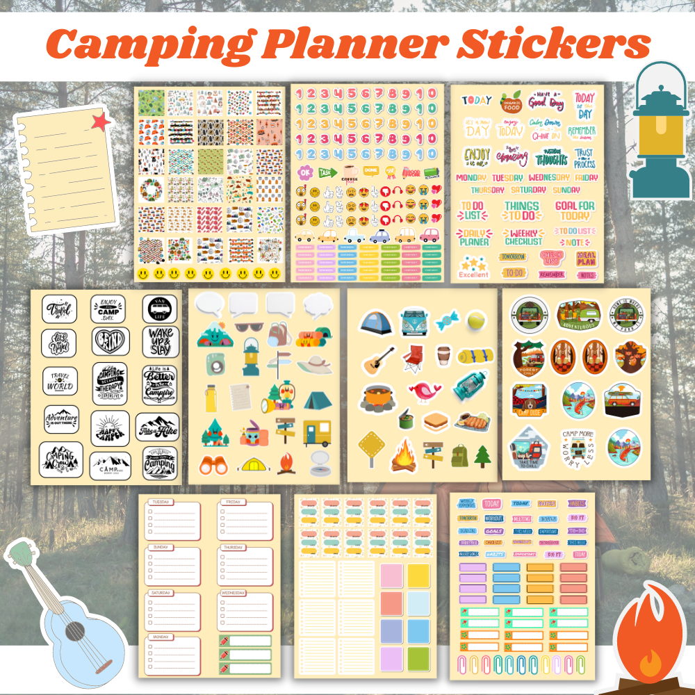 Camping Printable Planner Stickers