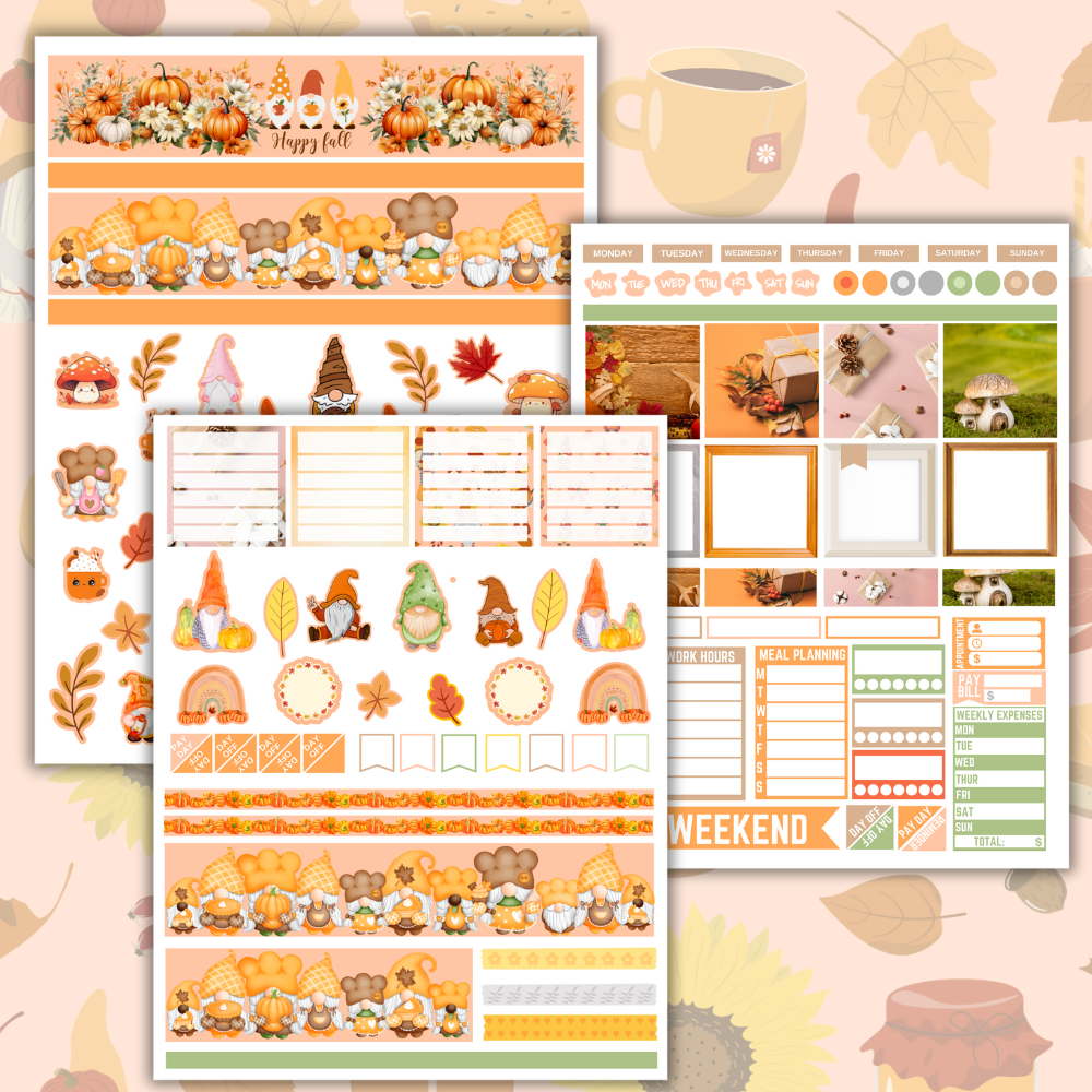 Fall Gnome Printable Planner Stickers