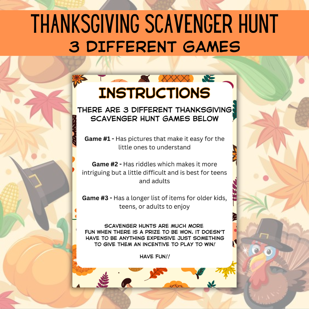 Thanksgiving Printable Scavenger Hunt